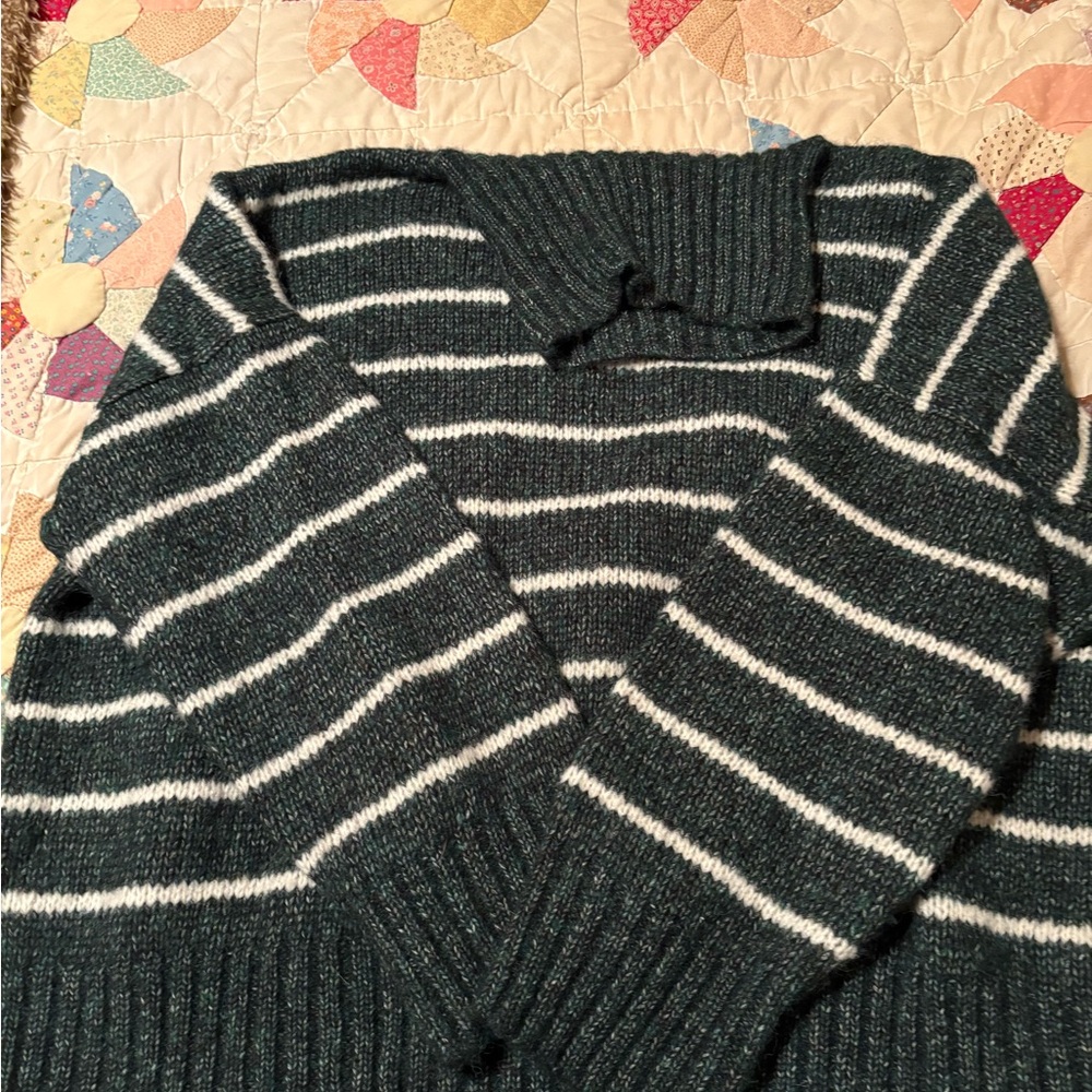 Christy Dawn Green and White Knit Sweater
